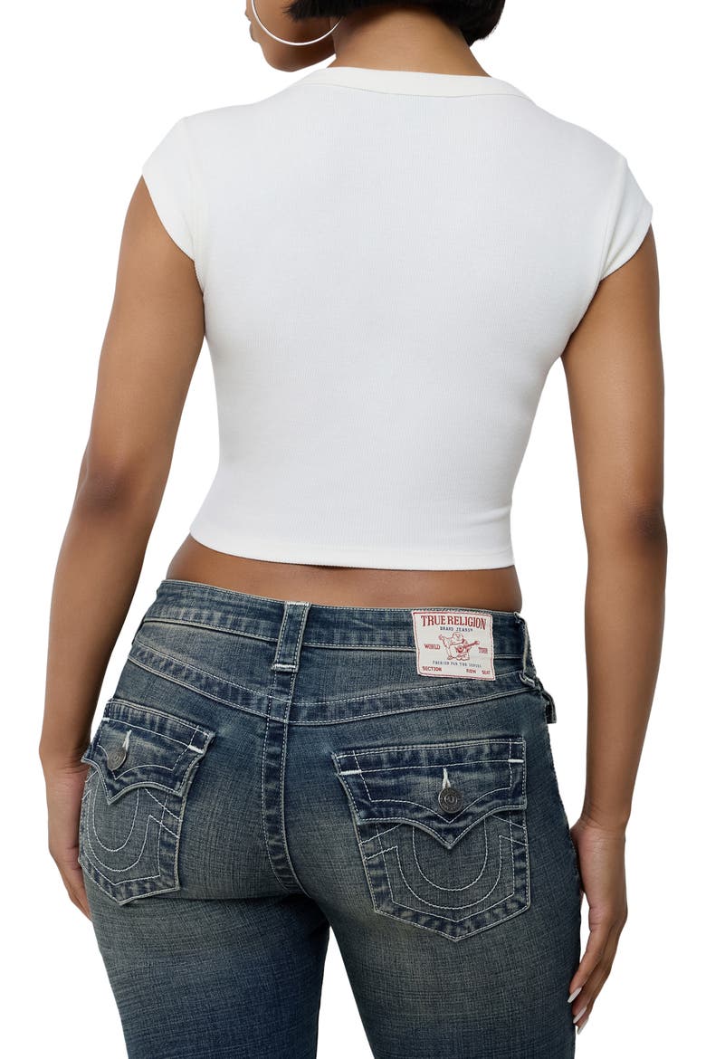 Heritage Graphic Rib Knit Crop Top, Alternate, color, WINTER WHITE