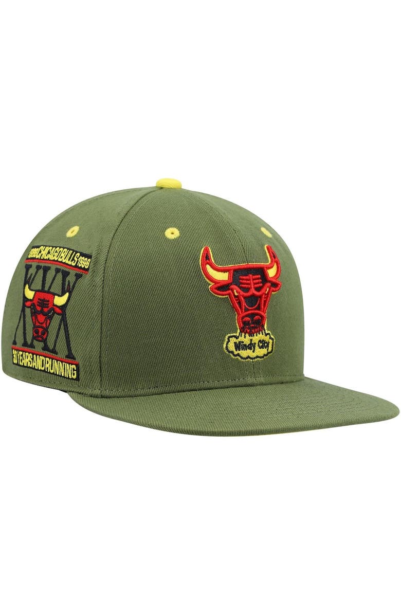 Mitchell & Ness Men's Mitchell & Ness x Lids Olive Chicago Bulls Dusty 30th Anniversary Hardwood Classics Fitted Hat, Alternate, color, 