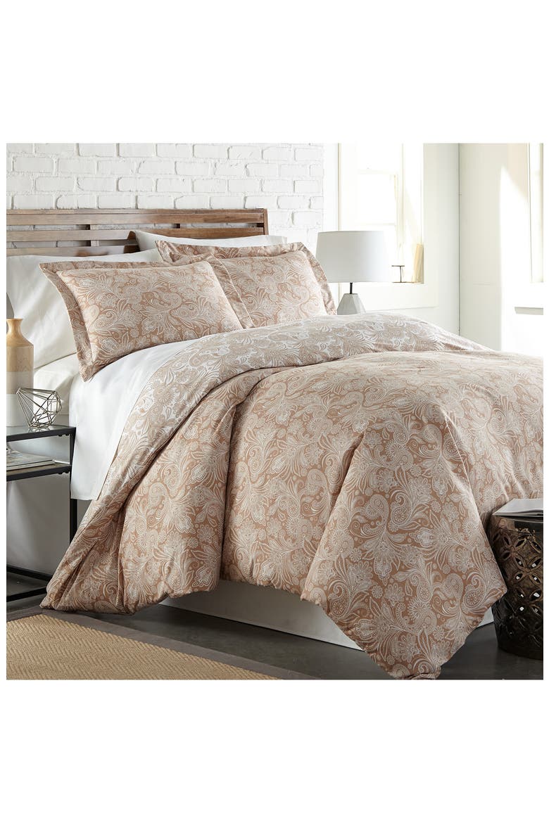 Pure Mircofiber Duvet Set, Main, color, PAISLEY TAUPE