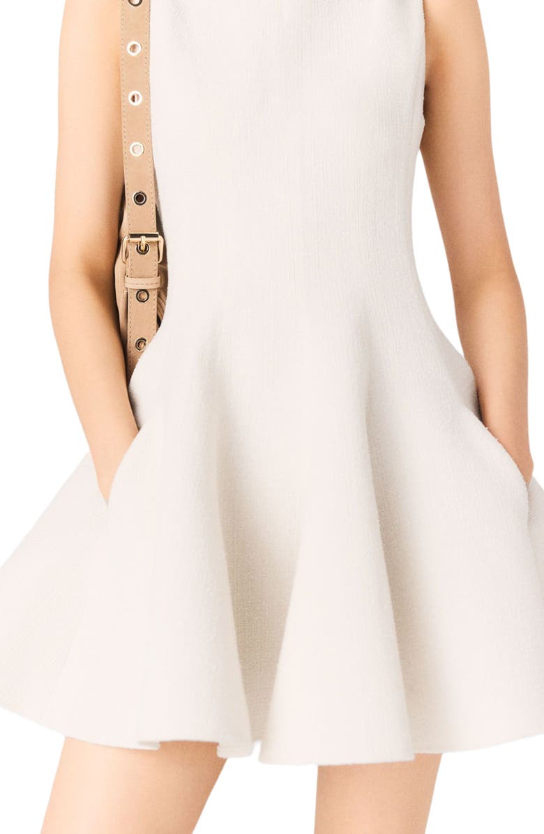 maje Short flared tweed dress, Alternate, color, Ecru