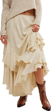 Free People Promenade Jacquard Ruffle Maxi Skirt