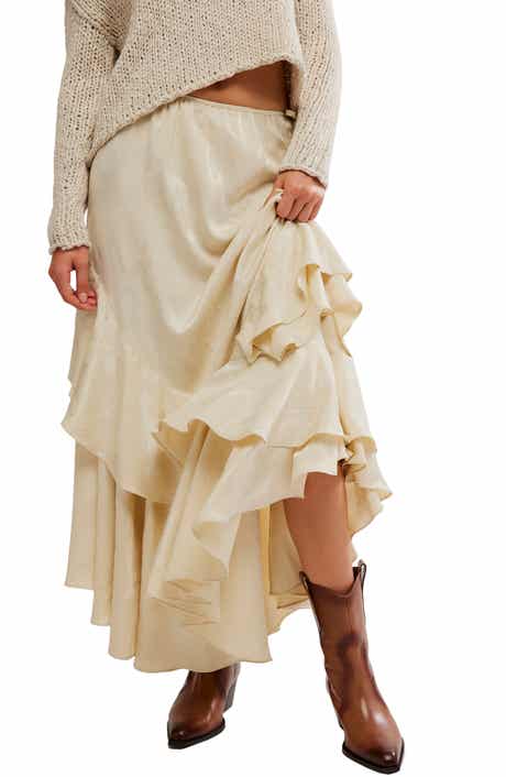 Free People Promenade Jacquard Ruffle Maxi Skirt