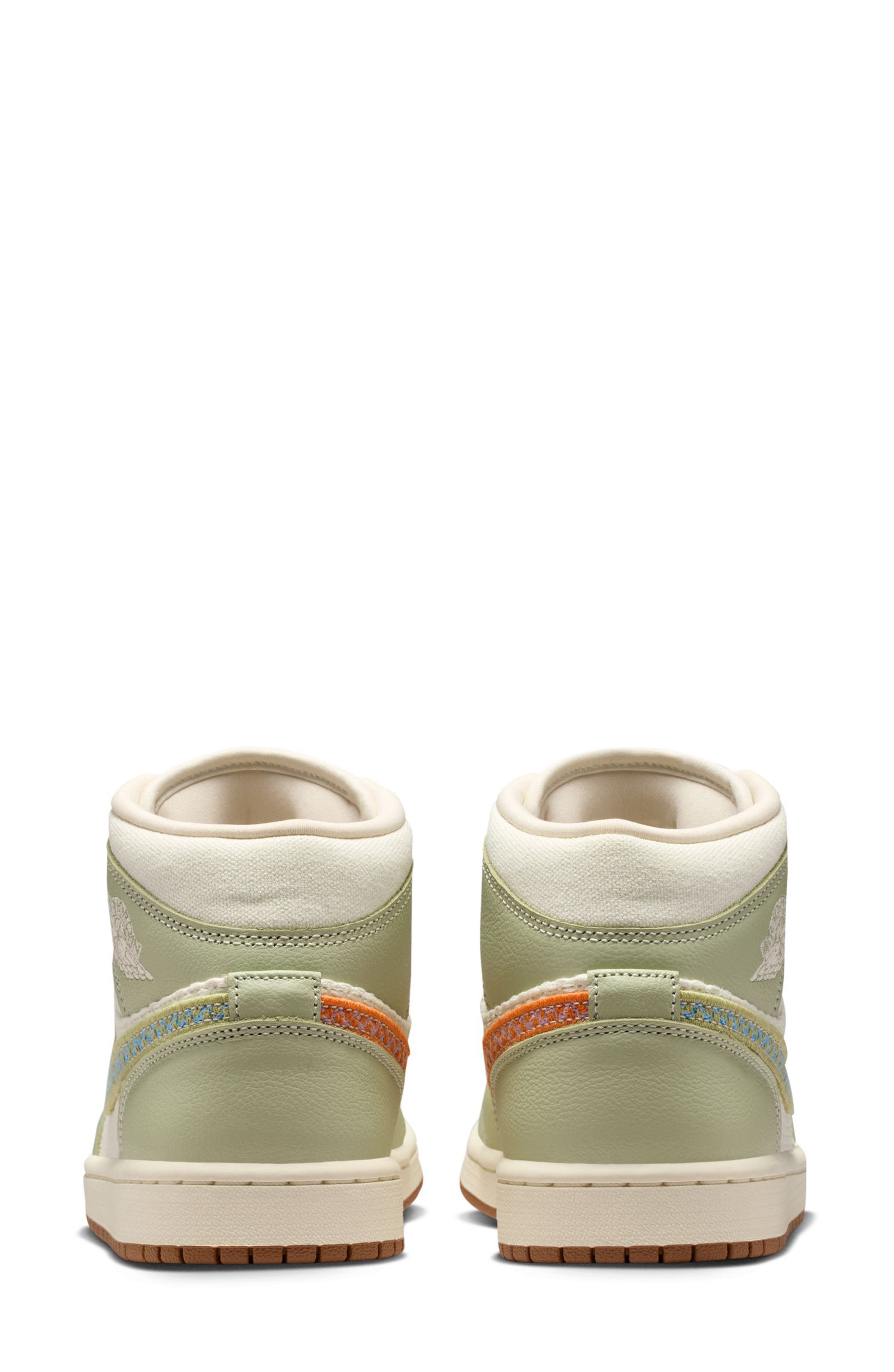 Jordan Air Jordan 1 Mid SE Basketball Sneaker, Alternate, color, Olive Aura/ Blue/ Pearl White