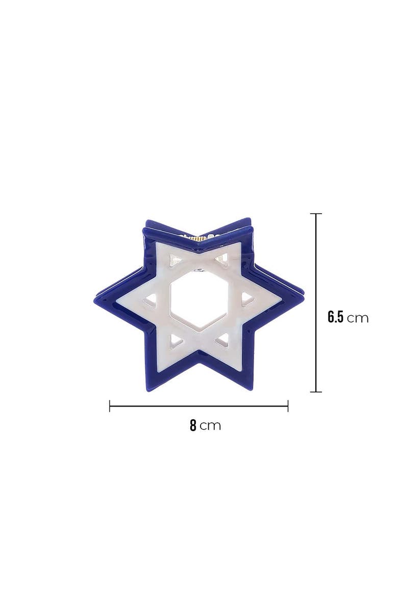 BY ADINA EDEN Blue & White Star Of David Cutout Claw Clip, Alternate, color, Blue
