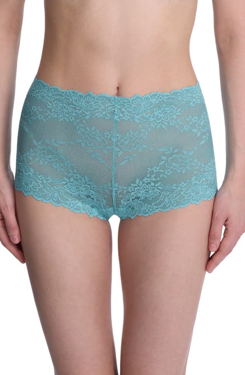 Natori Heavenly Lace Boyshorts In Electric Aqua