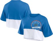 FANATICS Women's Fanatics Branded Royal/White Florida Gators Oversized Badge Colorblock Cropped T-Shirt