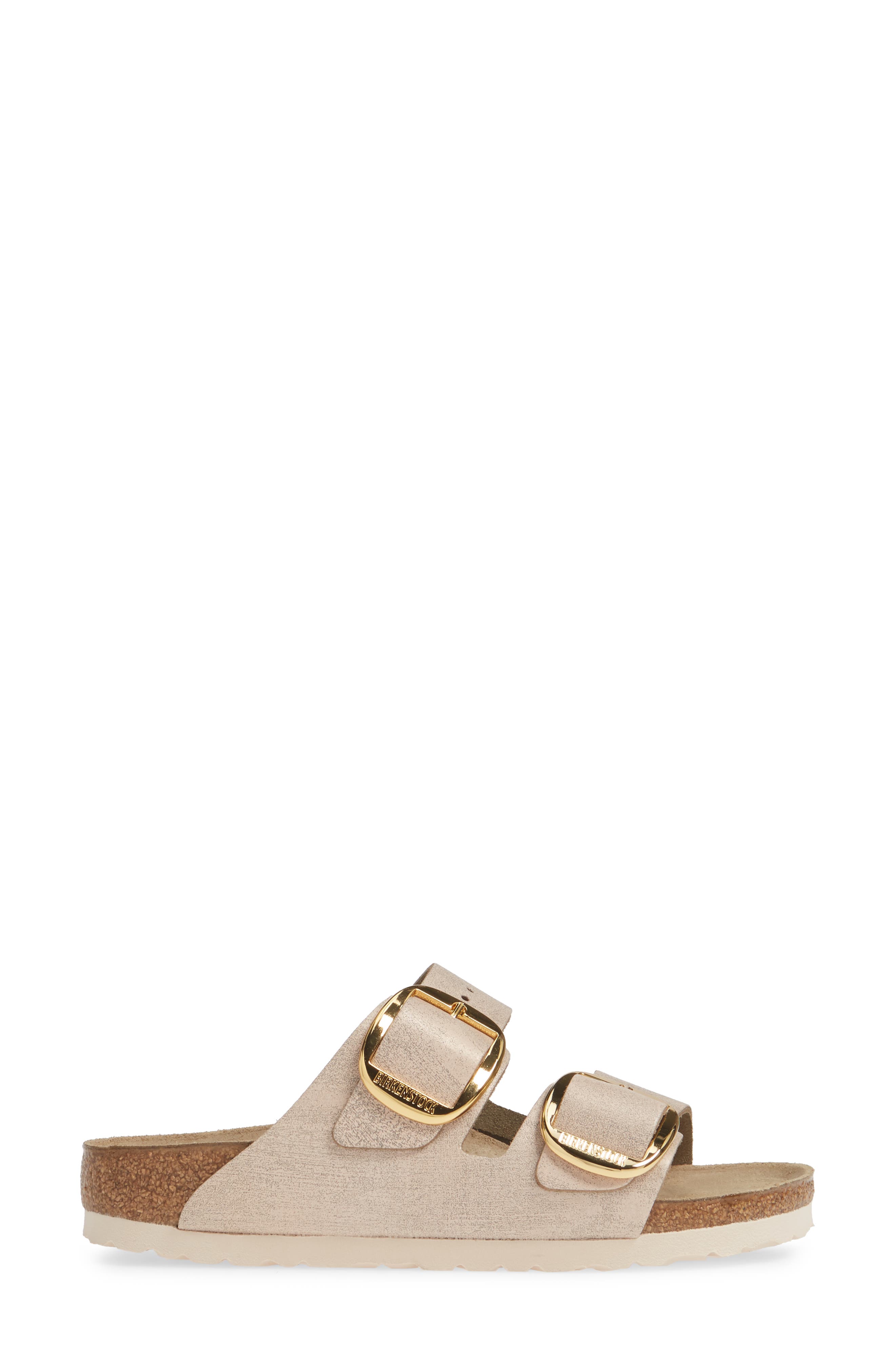 Arizona Big Buckle Slide Sandal, Alternate, color, WASHED METALLIC ROSE LEATHER