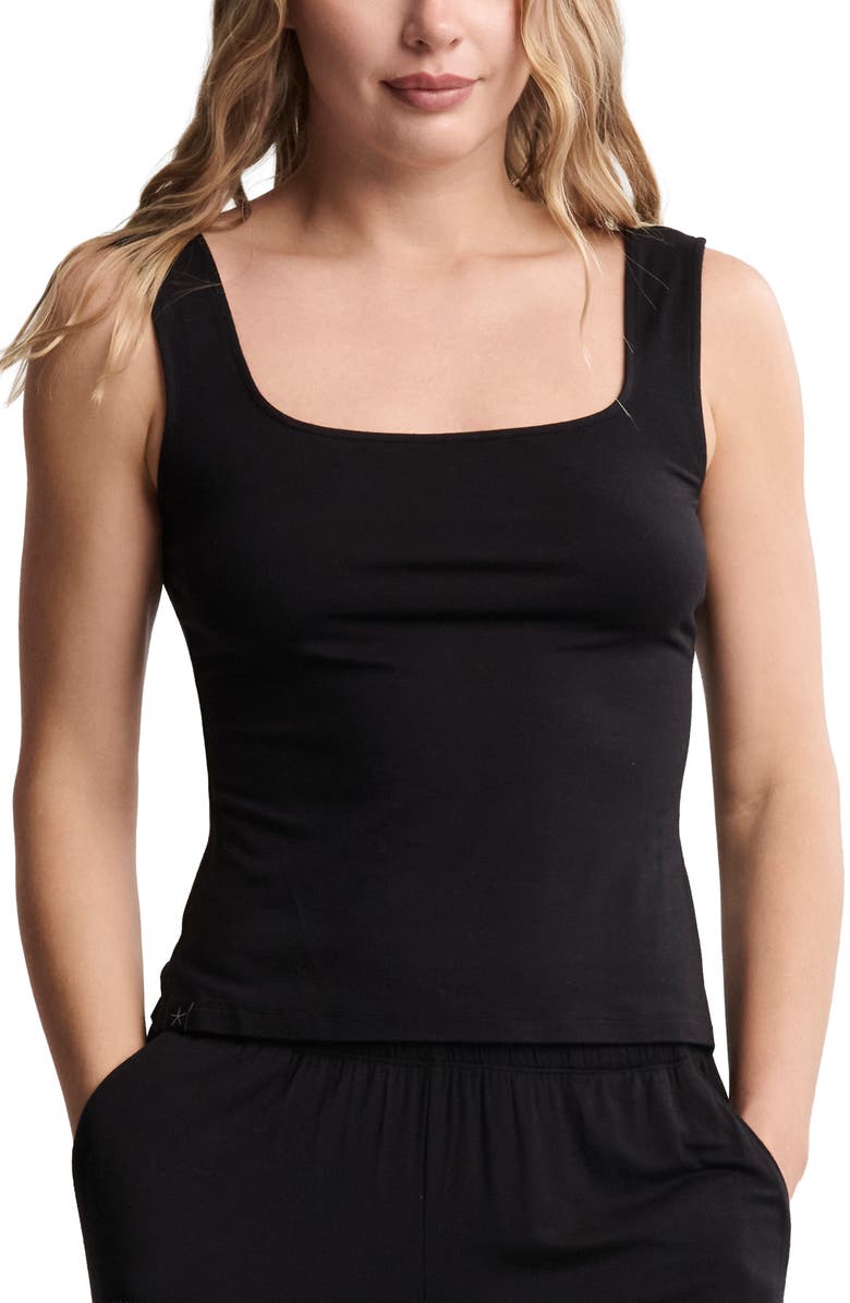 Barefoot Dreams<sup>®</sup> Square Neck Jersey Tank, Main, color, Black