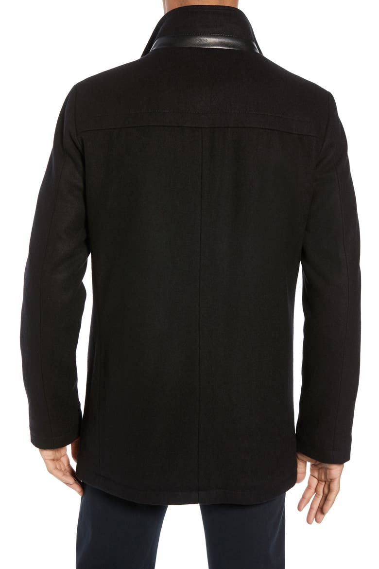Classic Wool Blend Car Coat with Inset Bib, Alternate, color, BLACK