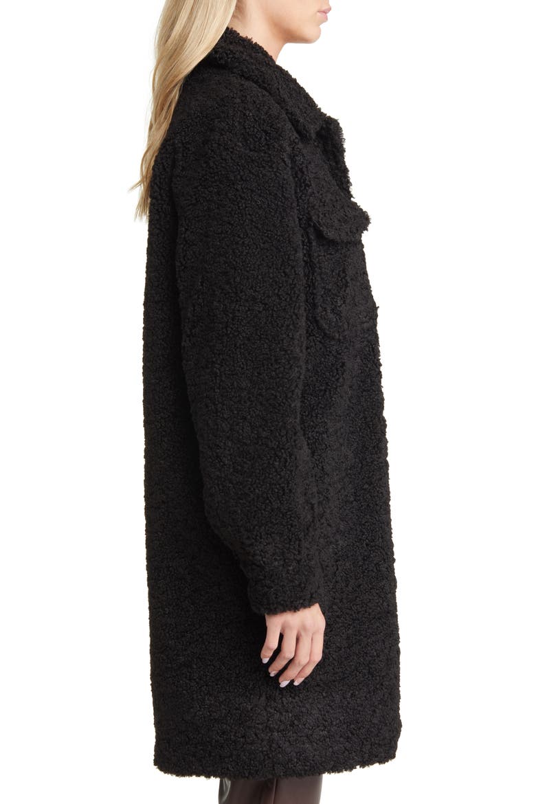 Kyliefilucca Long Teddy Coat, Alternate, color, BLACK