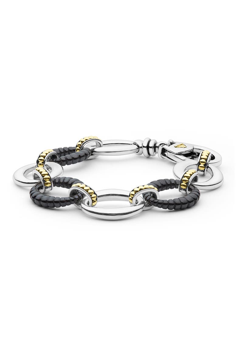 Two-Tone Black Ceramic Link Bracelet, Alternate, color, TWO TONE