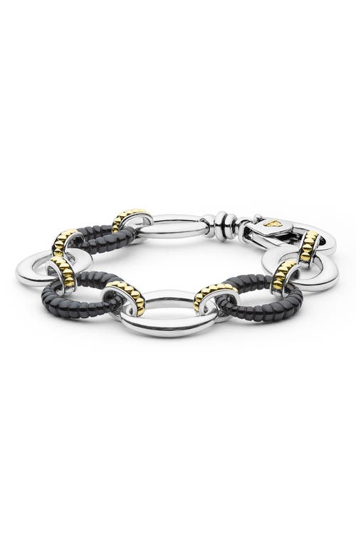 Lagos Two-tone Black Ceramic Link Bracelet In Metallic