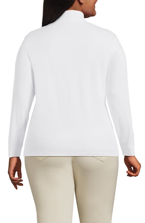 Lands' End Relaxed Cotton Long Sleeve Mock Turtleneck In Neutral