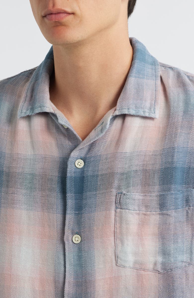 Corridor Bethany Plaid Linen & Cotton Button-Up Shirt, Alternate, color, Blue