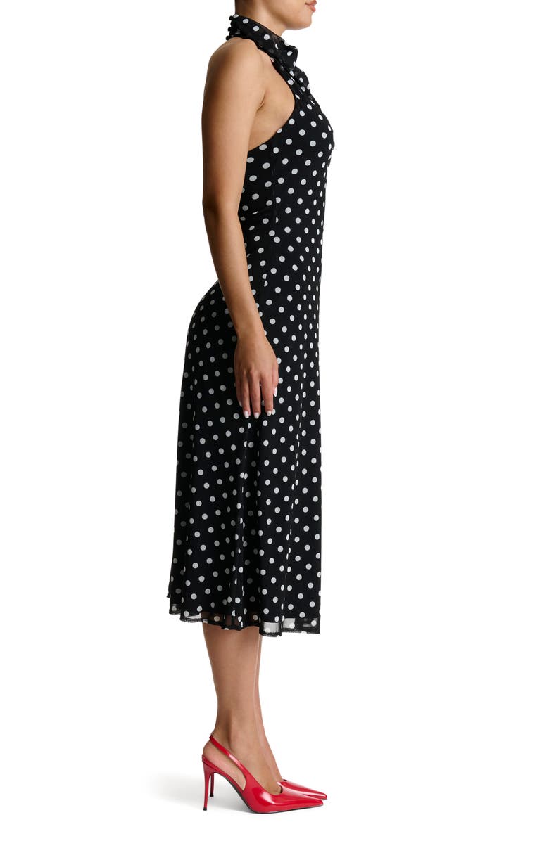 Naked Wardrobe Polka Dot A-Line Halter Dress, Alternate, color, 