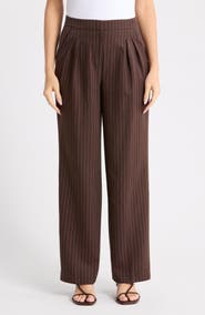 Kenneth Cole Pinstripe High Waist Pleated Wide Leg Pants
