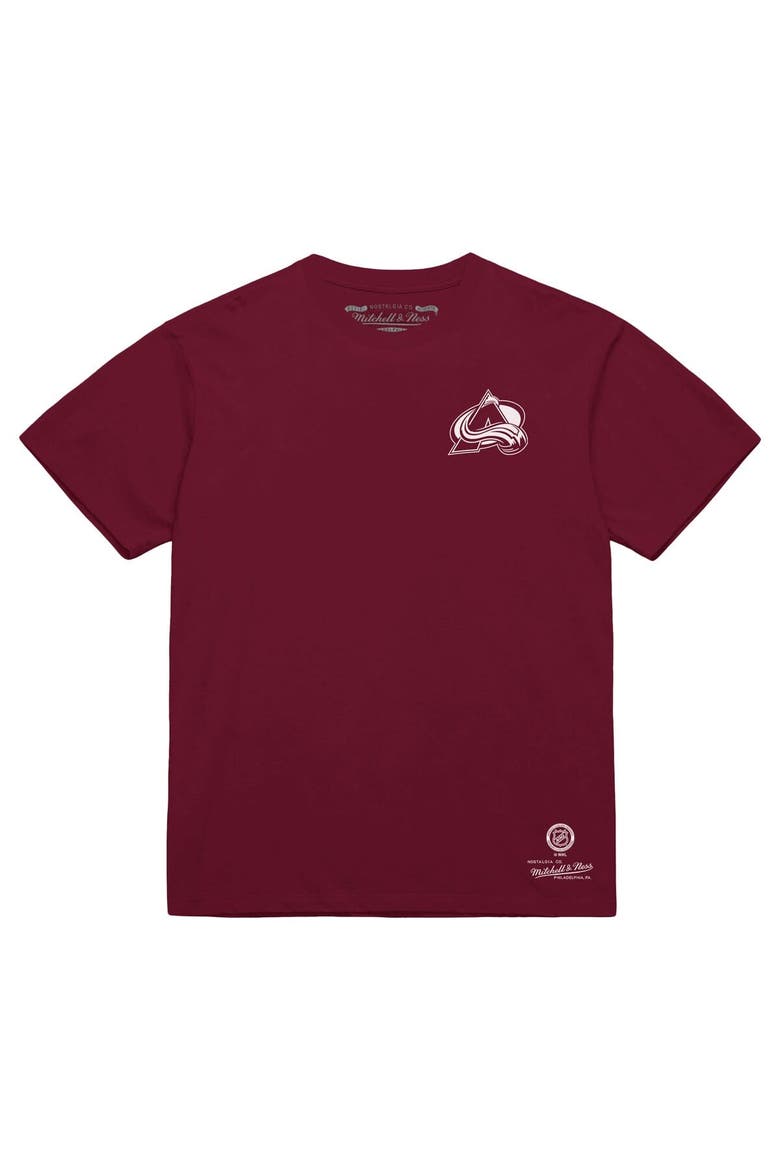 Men's Mitchell & Ness Burgundy Colorado Avalanche Core Penalty Box 3.0 T-Shirt, Alternate, color, Burgundy