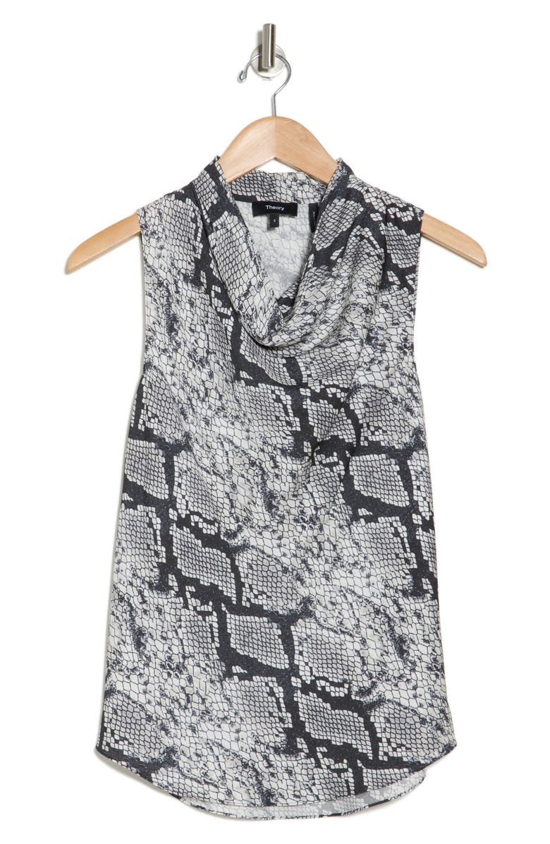 Theory Python Print Cowl Neck Sleeveless Silk Top, Alternate, color, 