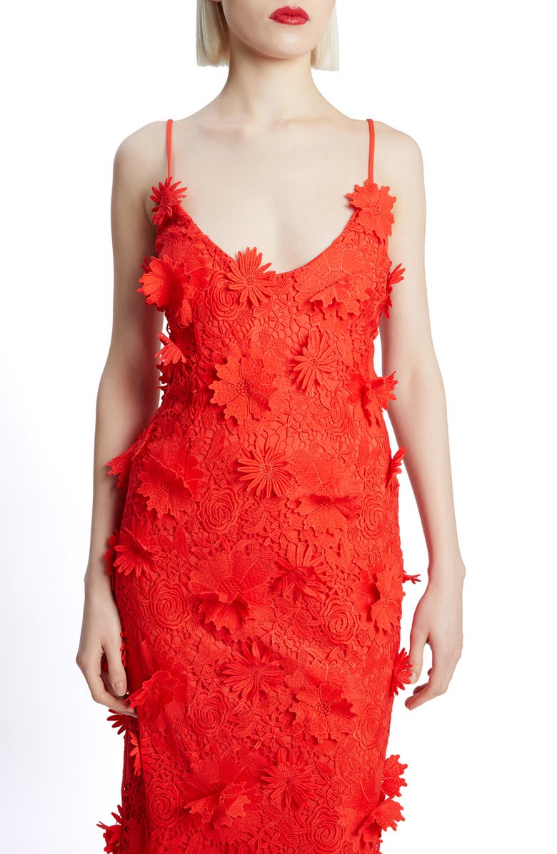 Bardot Adei Lace Midi Dress, Alternate, color, Fire Red