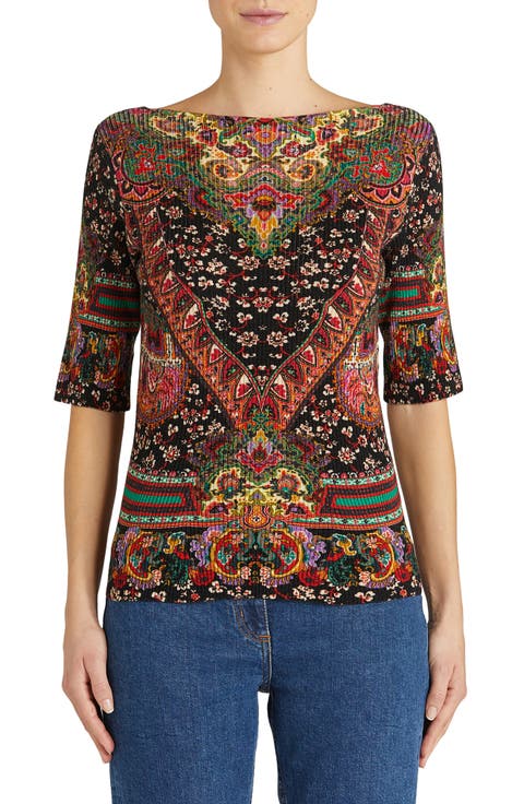 New Orleans Floral Paisley Rib Wool Sweater