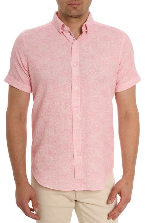 Reid Basket Weave Short Sleeve Button-Up Shirt