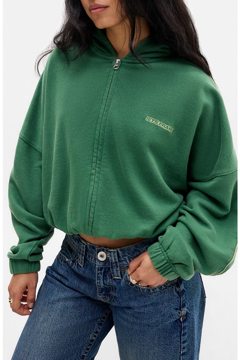 Bubble Hem Zip Hoodie, Main, color, GREEN