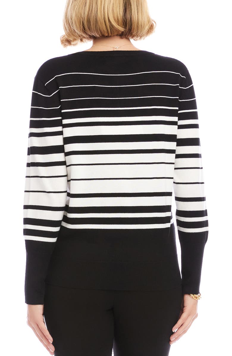 Karen Kane Stripe Cardigan, Alternate, color, Black/ Off White