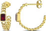 Julianna B. Gemstone Link Hoop Earrings 14K