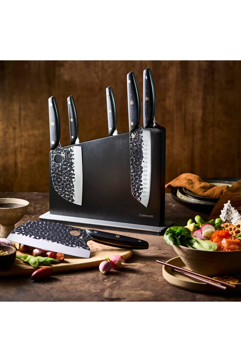 KUROI KIBA 7-Piece Knife Block, Alternate, color, Silver