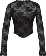 HOUSE OF CB Zoe Long Sleeve Lace Crop Corset Top