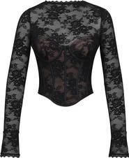 HOUSE OF CB Zoe Long Sleeve Lace Crop Corset Top