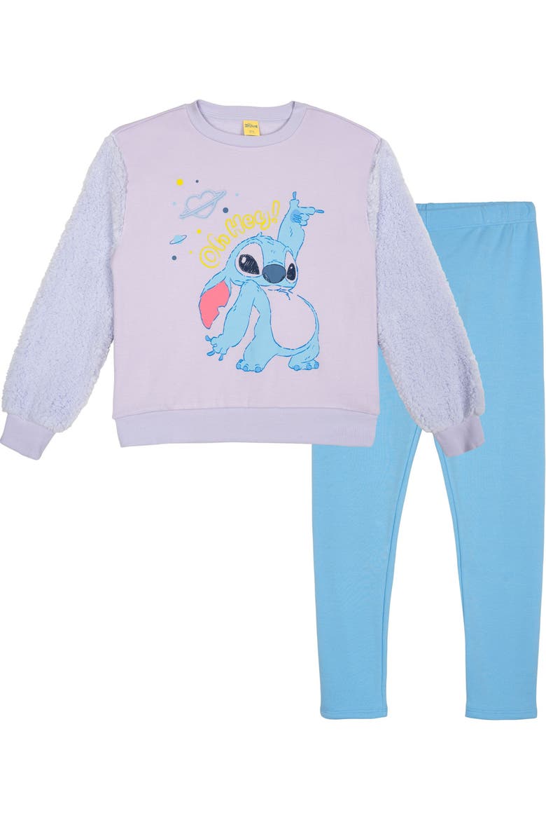 Lilo & Stitch 2-Piece Fleece Sweatshirt and Leggings Set, Main, color, Stitch Lilac Blue
