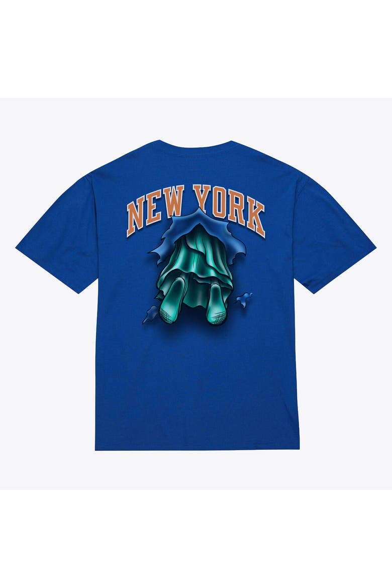Men's Mitchell & Ness Blue New York Knicks Breakthrough T-Shirt, Alternate, color, Blue