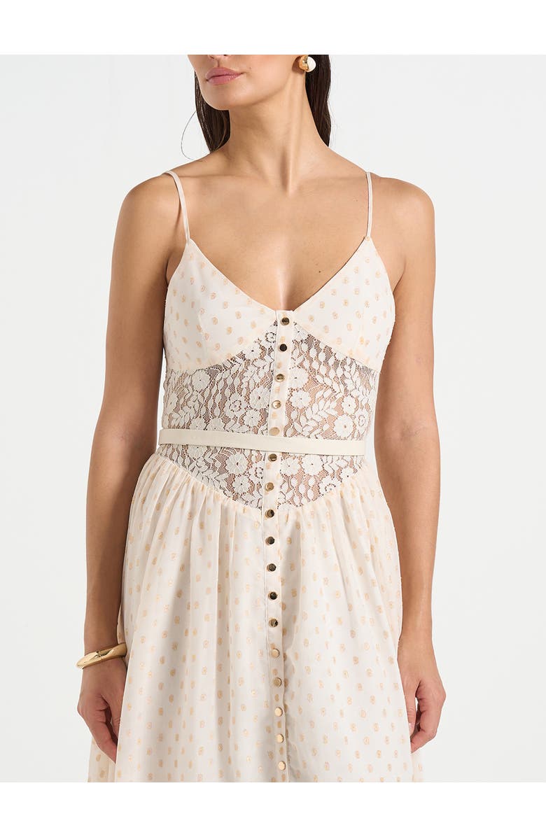 Manière De Voir Rosie Lace Corset Maxi Dress, Alternate, color, Cream