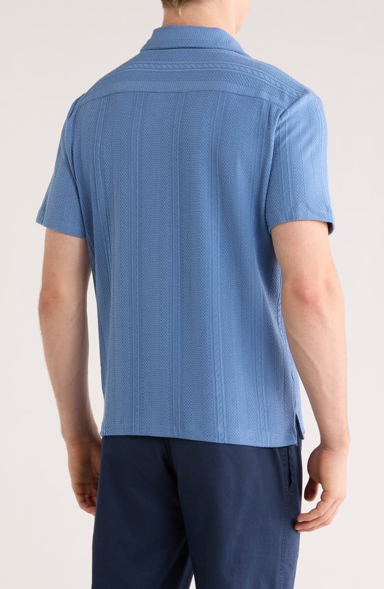 DENIM AND FLOWER Textured Short Sleeve Button-Up Shirt, Alternate, color, Blue