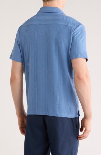 Textured Short Sleeve Button-Up Shirt