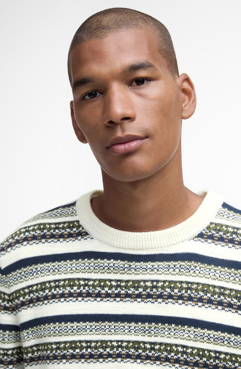 Barbour Topcliffe Fair Isle Cotton Crewneck Sweater, Alternate, color, Whisper White