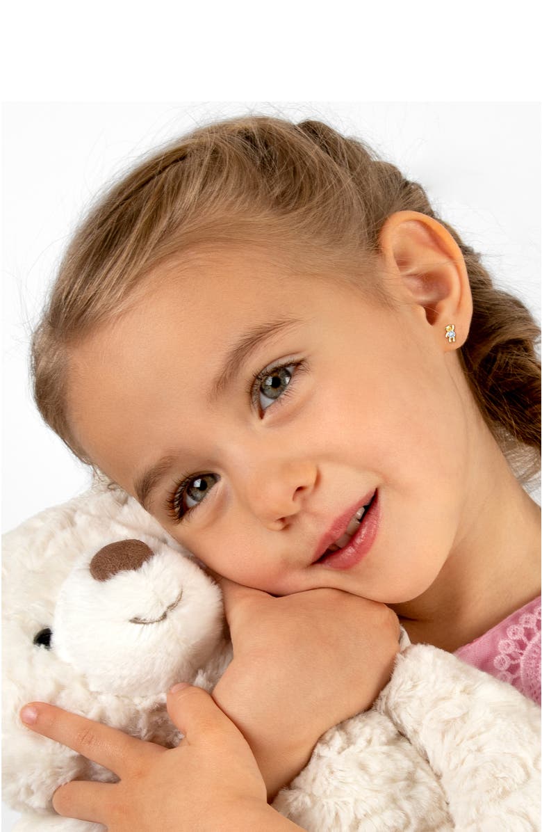 Tiny Blessings 14K Gold Teddy Bear Bliss Studs Screw Back Earrings, Alternate, color, 14K Yellow Gold