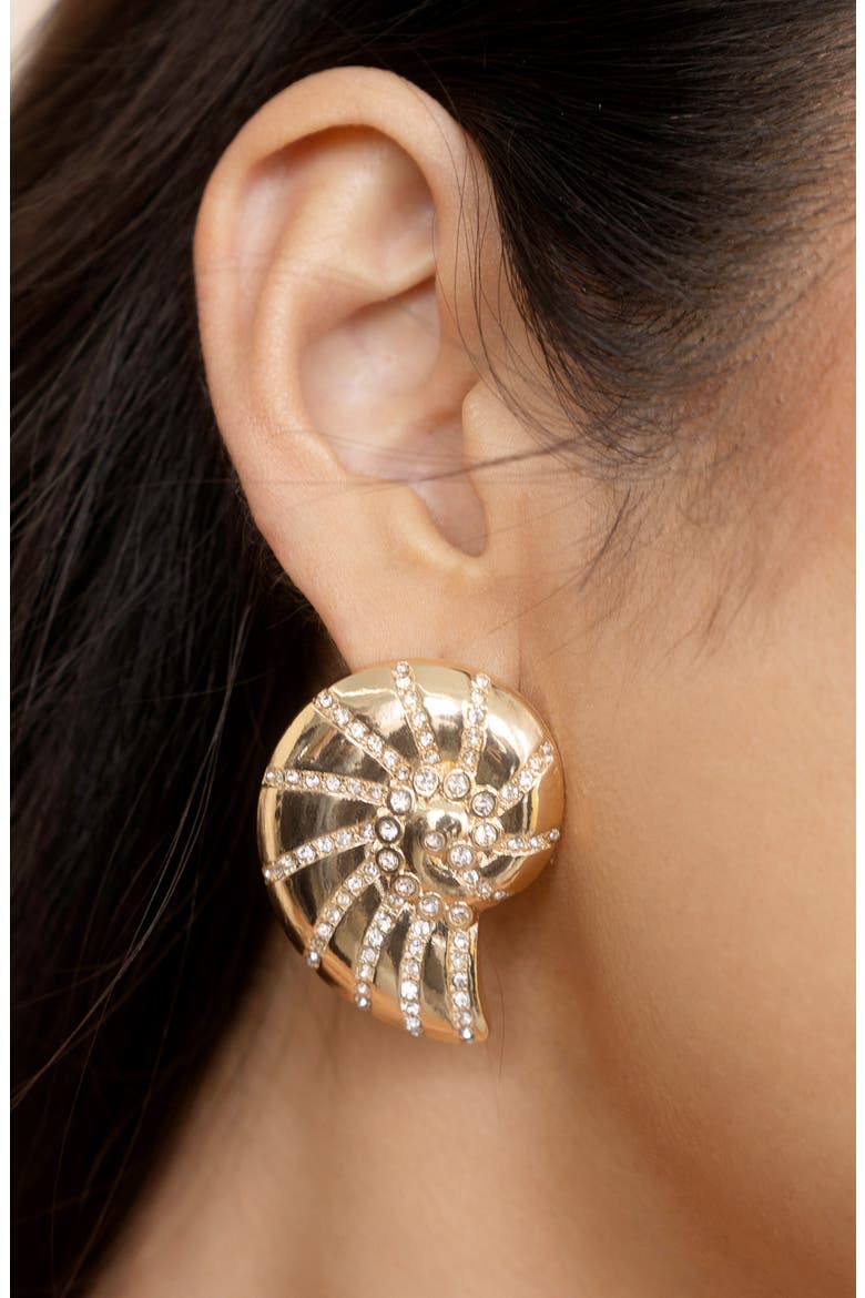 Shell Statement Stud Earrings, Alternate, color, GOLD