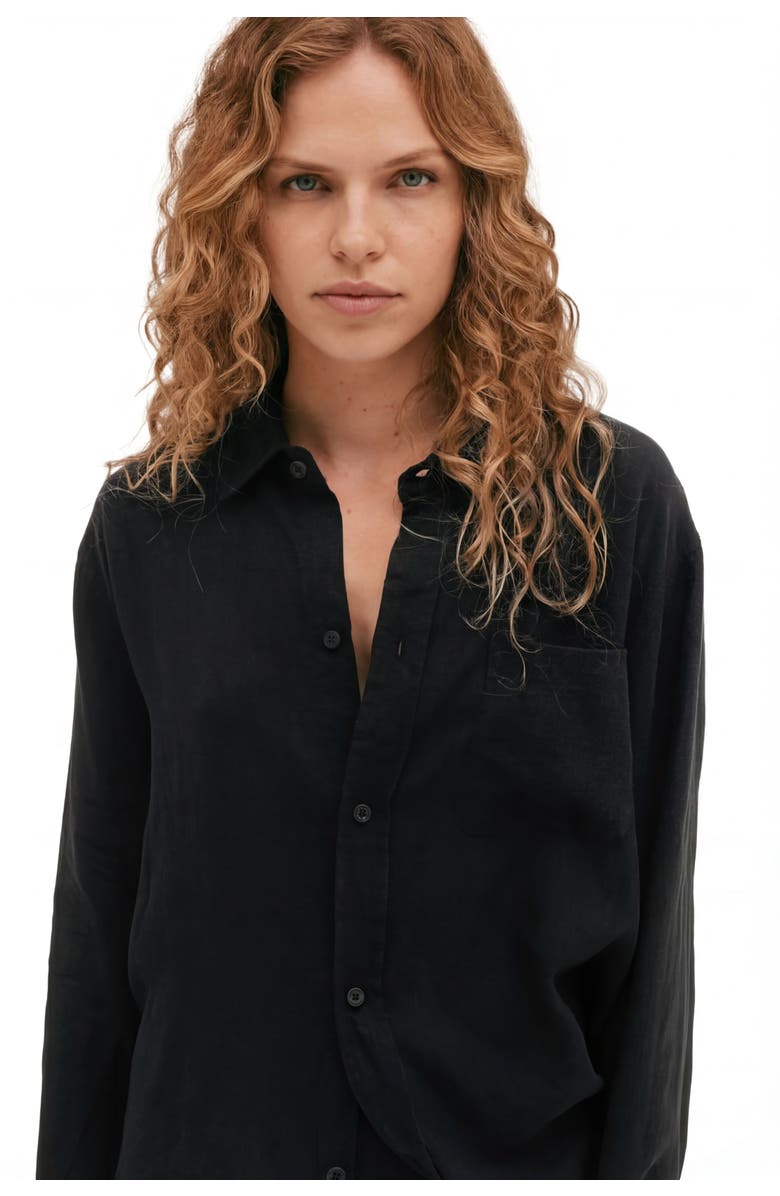 Desmond & Dempsey Lounge Pajama Shirt, Alternate, color, Black