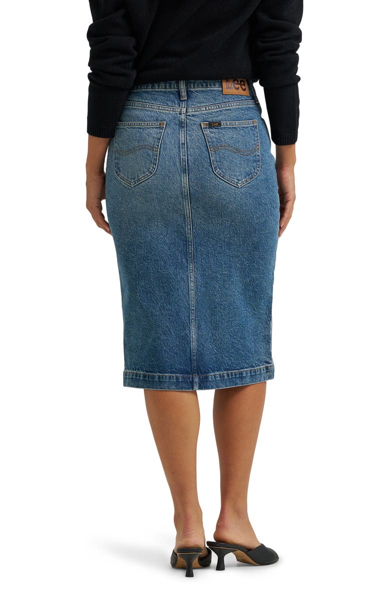 Lee Zip Front Denim Skirt, Alternate, color, Indigo Cast