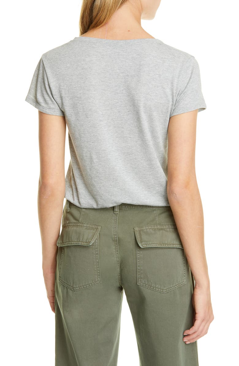 Vince Pima Cotton V-Neck Top, Alternate, color, Heather Grey