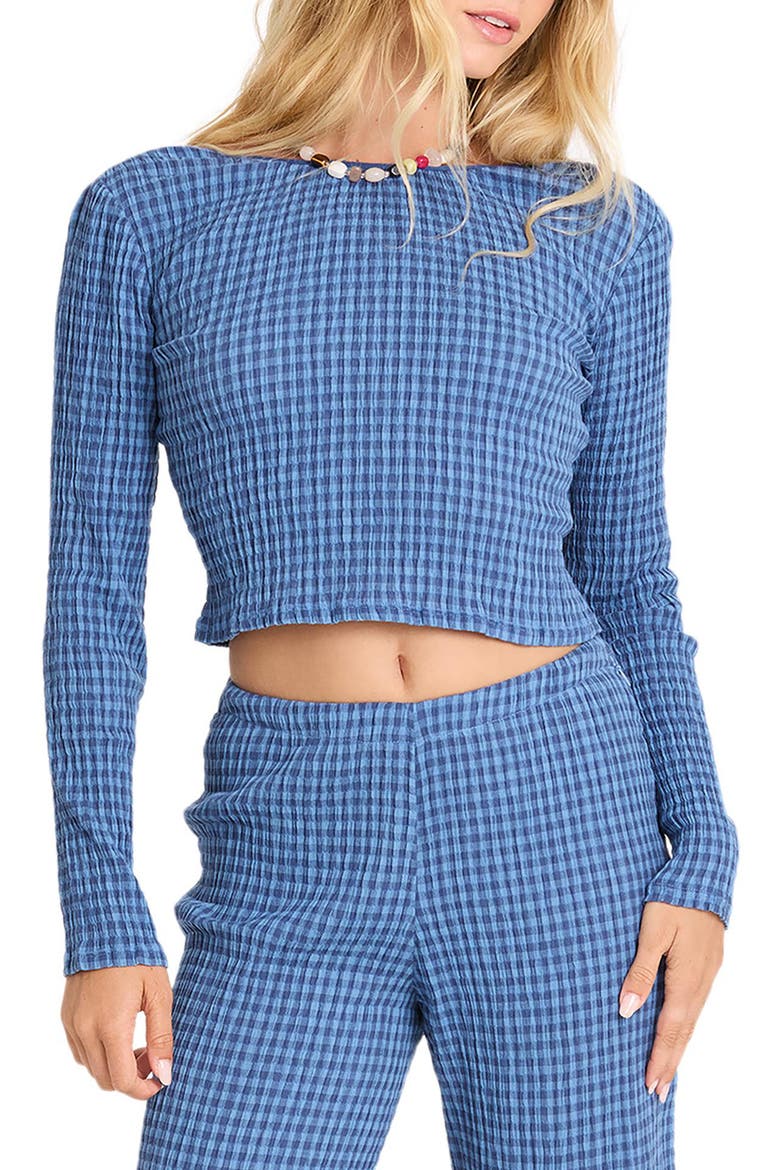 Twilight Dreamer Long Sleeve Cropped Top, Main, color, TRUE NAVY