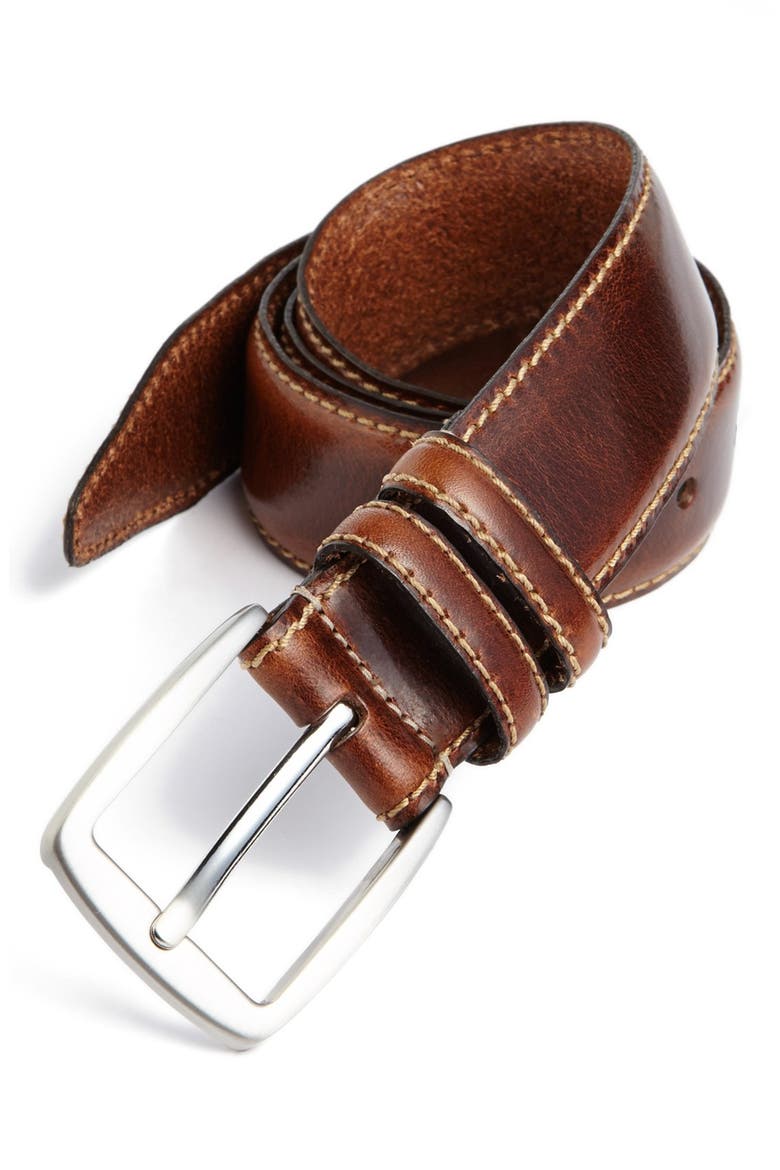 'Yukon' Leather Belt, Main, color, BROWN