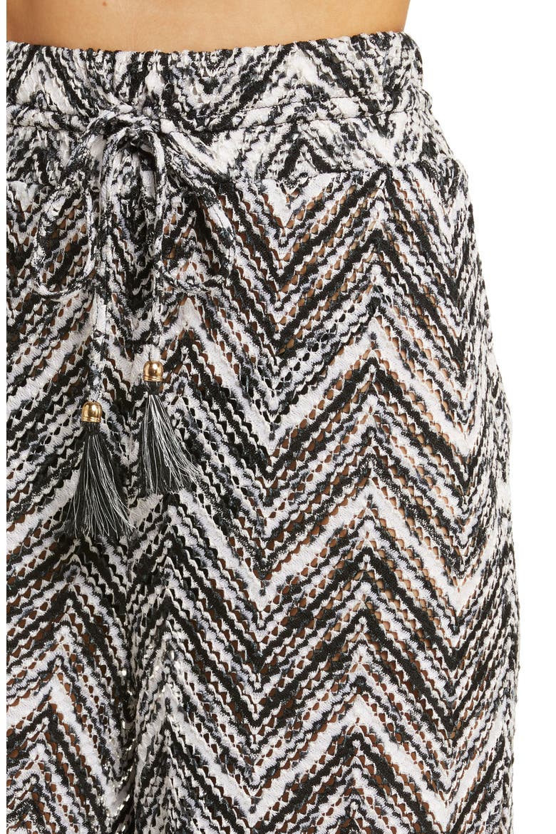 Taytum Open Stitch Wide Leg Cover-Up Pants, Alternate, color, BLACK SPACEDYE CHEVRON KNIT