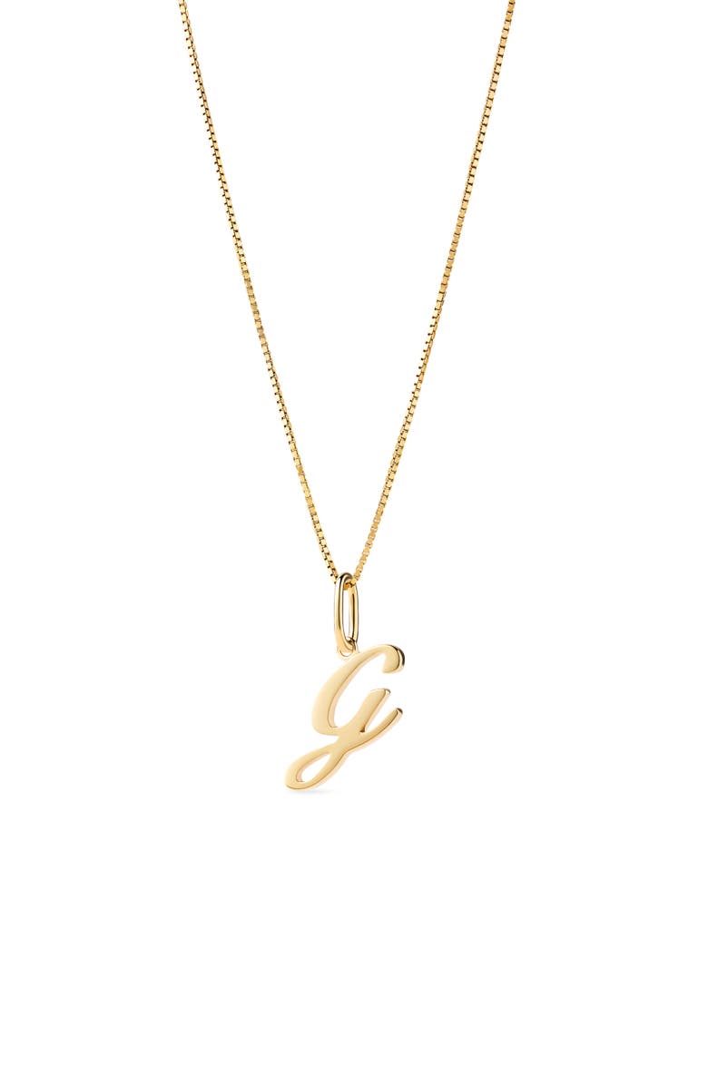 Ana Luisa Solid Yellow Gold - Script Letter Necklace, Main, color, G