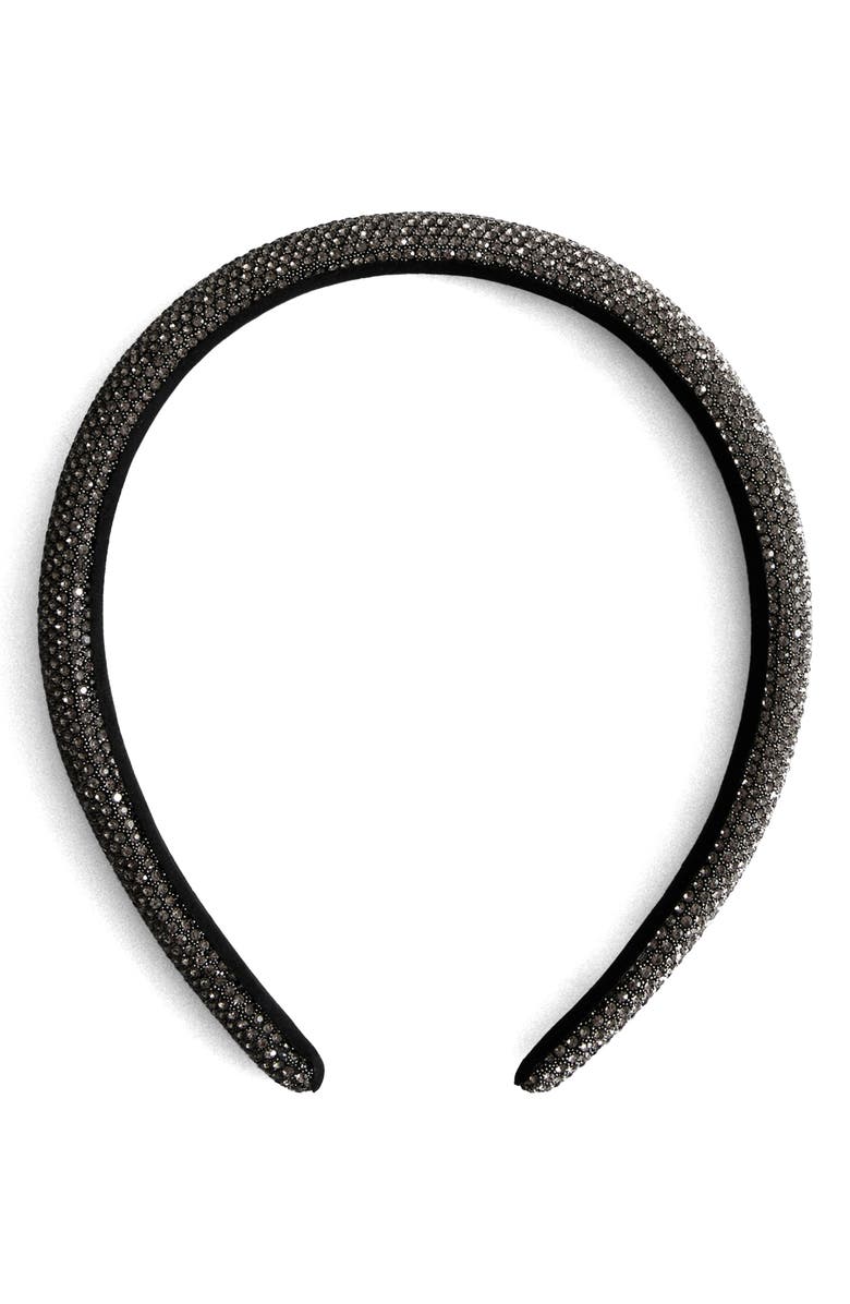 MANGO Glitter Rhinestone Headband, Main, color, Silver