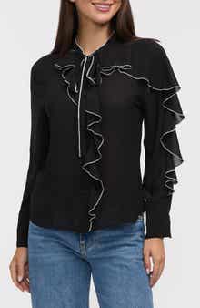 NVLT Contrast Ruffle Button-Up Shirt