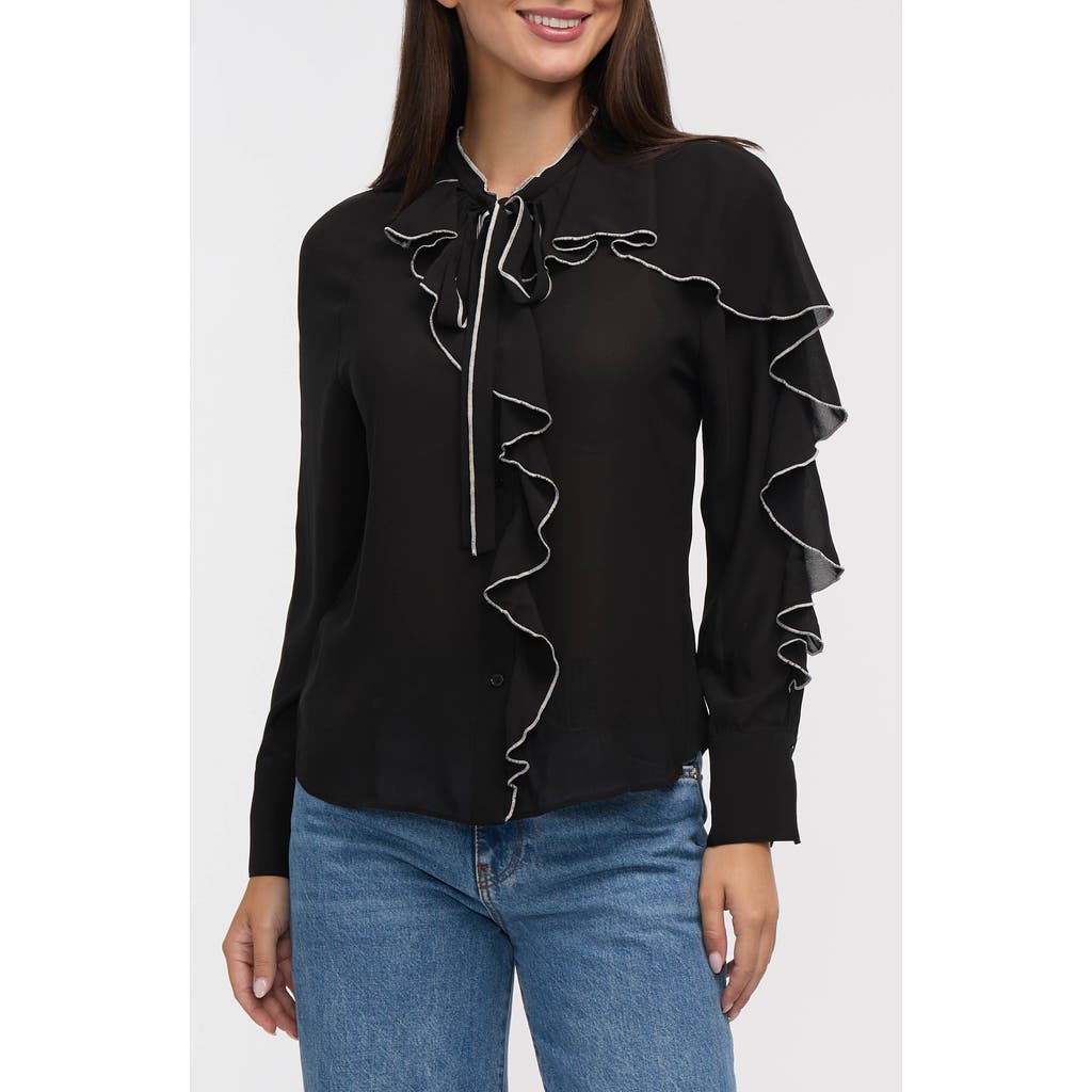 Nvlt Contrast Ruffle Button-up Shirt In Multi