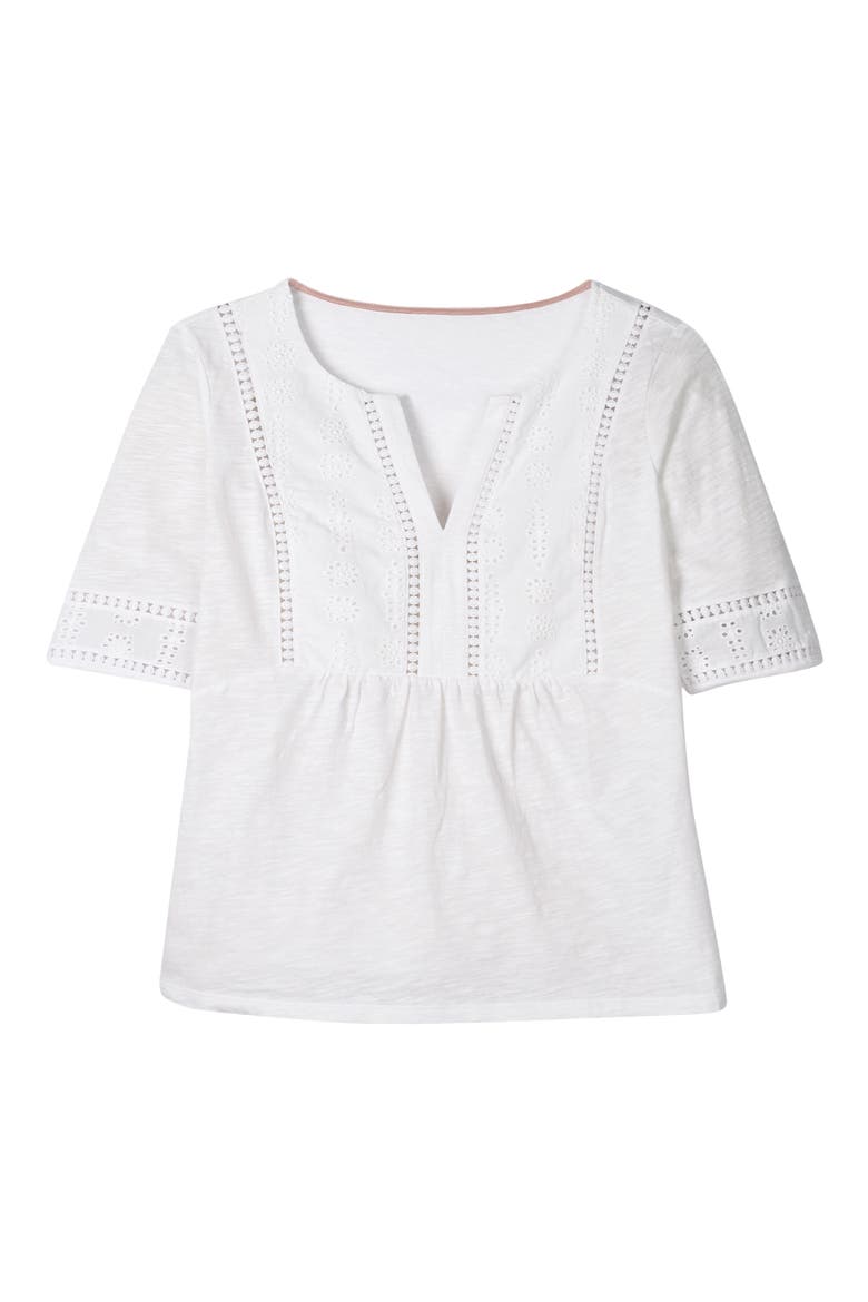 Margot Broderie Jersey Top, Alternate, color, WHITE